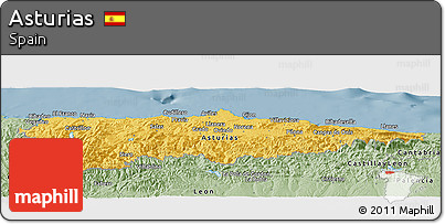 Savanna Style Panoramic Map of Asturias