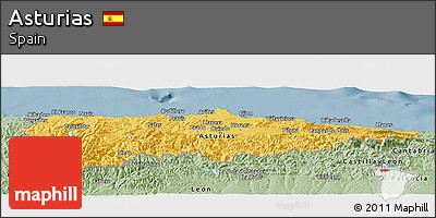 Savanna Style Panoramic Map of Asturias