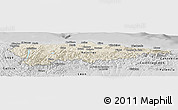 Shaded Relief Panoramic Map of Asturias, desaturated