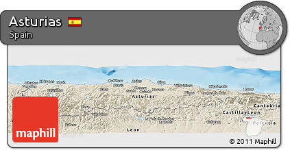 Shaded Relief Panoramic Map of Asturias
