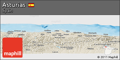 Shaded Relief Panoramic Map of Asturias