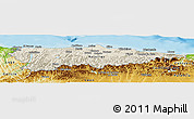 Shaded Relief Panoramic Map of Asturias, physical outside
