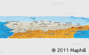 Shaded Relief Panoramic Map of Asturias, political outside