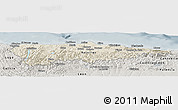 Shaded Relief Panoramic Map of Asturias, semi-desaturated
