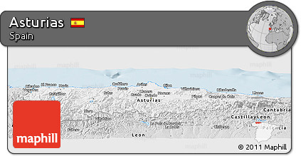 Silver Style Panoramic Map of Asturias