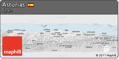 Silver Style Panoramic Map of Asturias