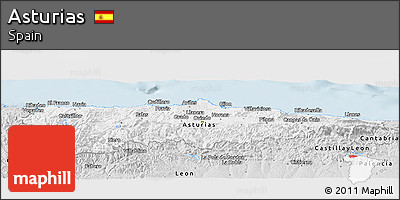 Silver Style Panoramic Map of Asturias