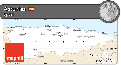Classic Style Simple Map of Asturias