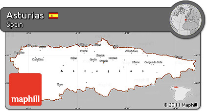 Gray Simple Map of Asturias, cropped outside