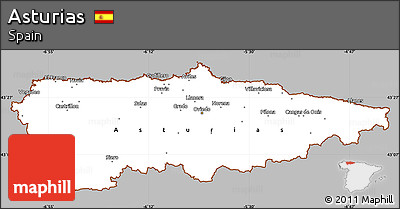 Gray Simple Map of Asturias, cropped outside