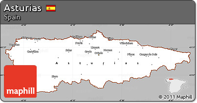 Gray Simple Map of Asturias, cropped outside