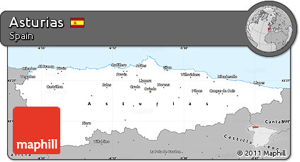 Gray Simple Map of Asturias