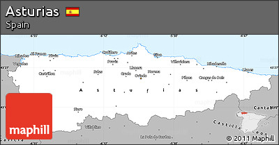 Gray Simple Map of Asturias