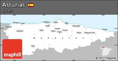 Gray Simple Map of Asturias, single color outside
