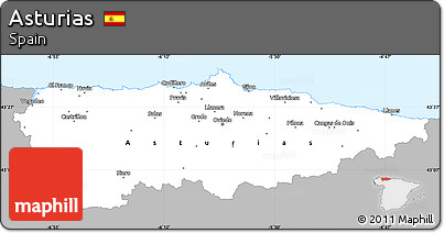 Gray Simple Map of Asturias, single color outside