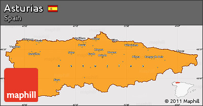 Political Simple Map of Asturias, cropped outside