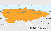 Political Simple Map of Asturias, single color outside, borders and labels