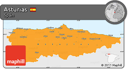 Political Simple Map of Asturias, single color outside