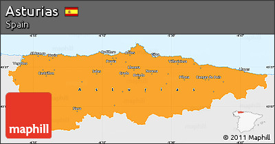 Political Simple Map of Asturias, single color outside