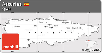 Silver Style Simple Map of Asturias, cropped outside