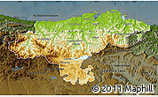 Physical Map of Cantabria, darken