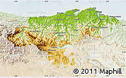 Physical Map of Cantabria, lighten