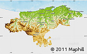 Physical Map of Cantabria, single color outside