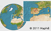 Satellite Location Map of Segovia, within the entire country
