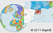 Political Location Map of Barcelona, highlighted country, highlighted parent region