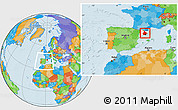 Political Location Map of Barcelona, highlighted parent region, within the entire country