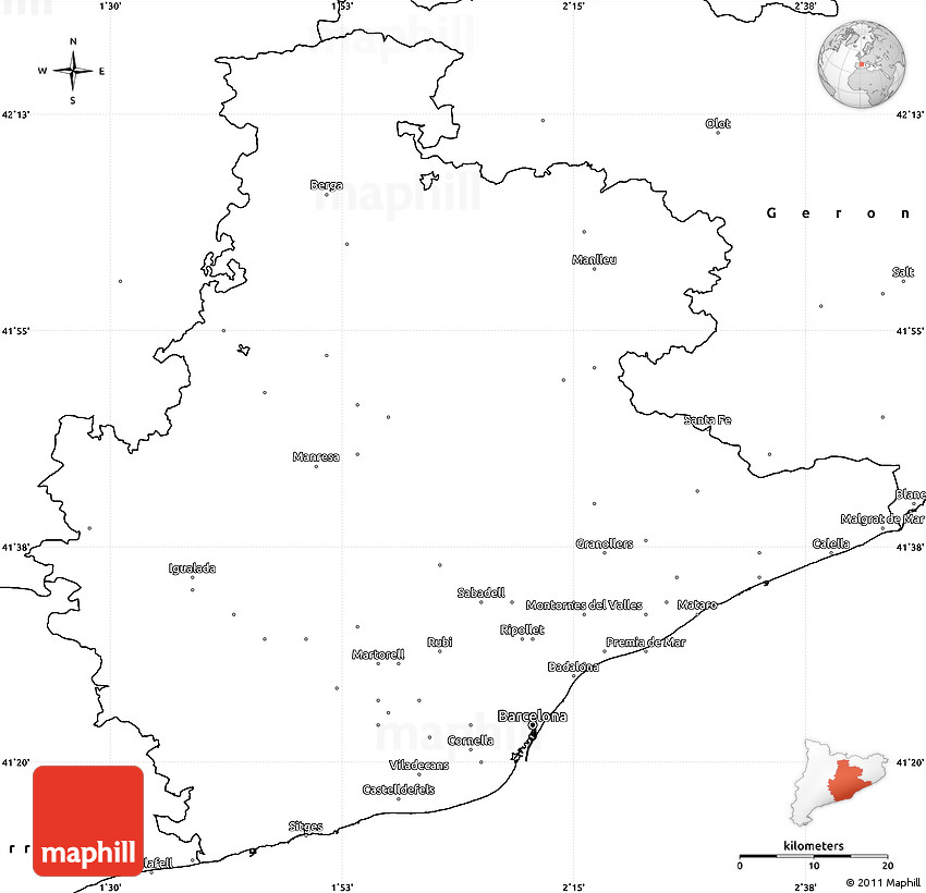 Blank Simple Map of Barcelona