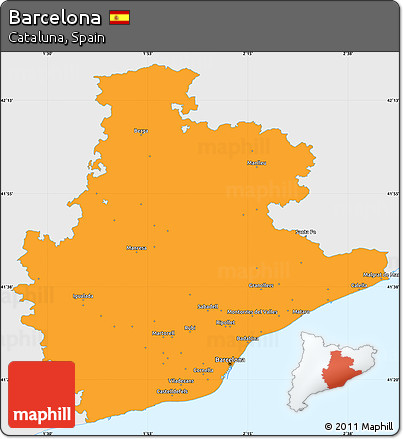 Political Simple Map of Barcelona, single color outside