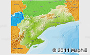 Physical 3D Map of Tarragona, political outside