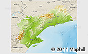 Physical 3D Map of Tarragona, shaded relief outside