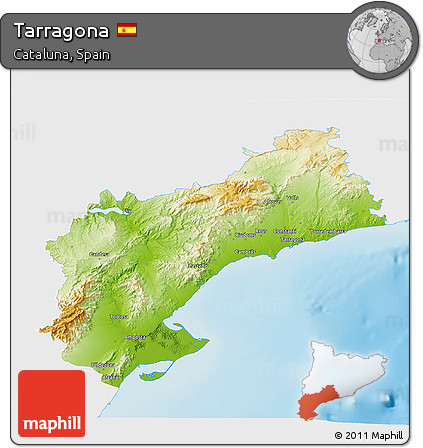 Physical 3D Map of Tarragona, single color outside
