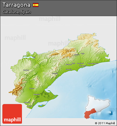 Physical 3D Map of Tarragona, single color outside