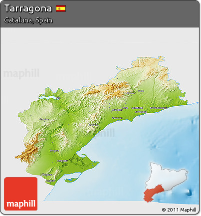 Physical 3D Map of Tarragona, single color outside