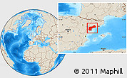 Shaded Relief Location Map of Tarragona