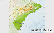 Physical Map of Alicante, lighten