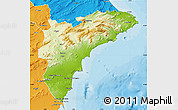 Physical Map of Alicante, political outside
