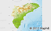 Physical Map of Alicante, single color outside