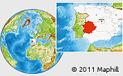 Physical Location Map of Extremadura, highlighted country