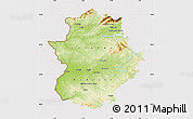 Physical Map of Extremadura, cropped outside