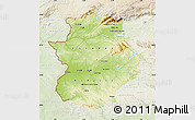 Physical Map of Extremadura, lighten