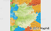 Physical Map of Extremadura, political outside