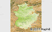 Physical Map of Extremadura, satellite outside