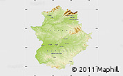 Physical Map of Extremadura, single color outside