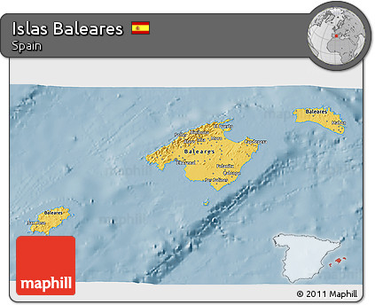 Savanna Style 3D Map of Islas Baleares