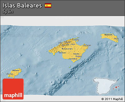 Savanna Style 3D Map of Islas Baleares