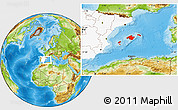 Physical Location Map of Islas Baleares, highlighted country